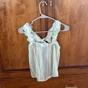 Striped Ruffle Sleeveless Top